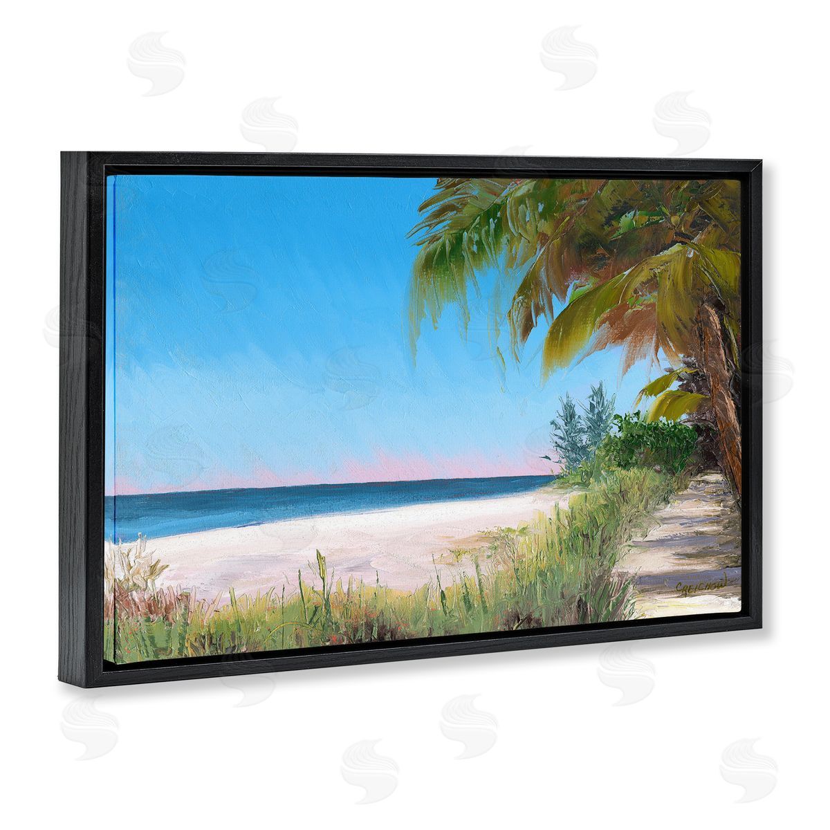 Christine Reichow Tropical Shady Path Black Floating Frame Canvas Wall Art Print