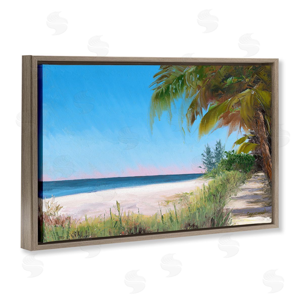 Christine Reichow Tropical Shady Path Brown Floating Frame Canvas Wall Art Print