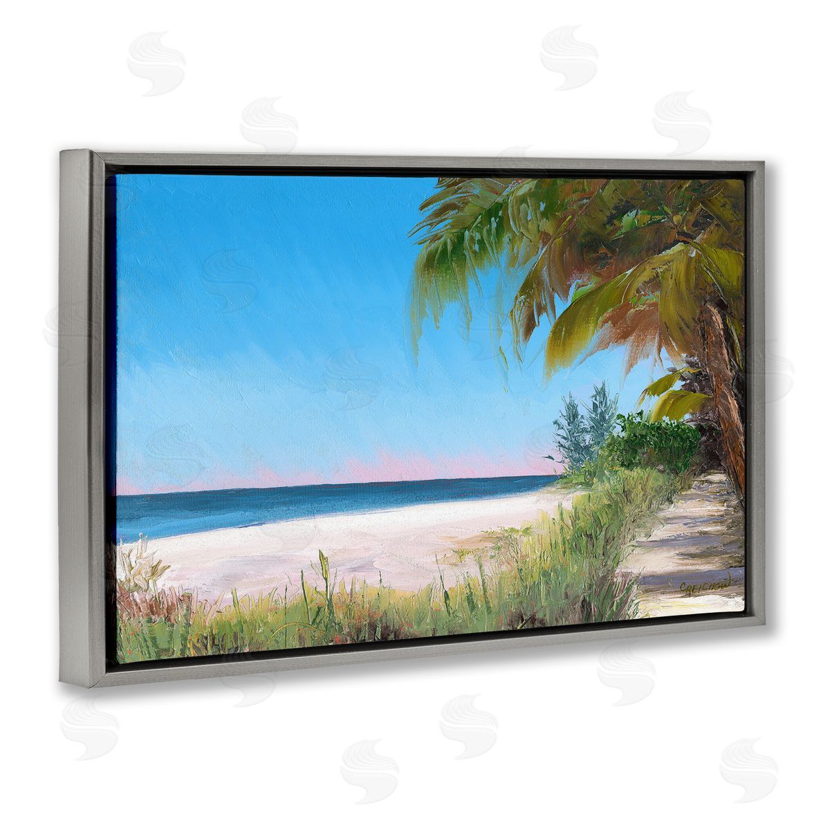 Christine Reichow Tropical Shady Path Gray Floating Frame Canvas Wall Art Print