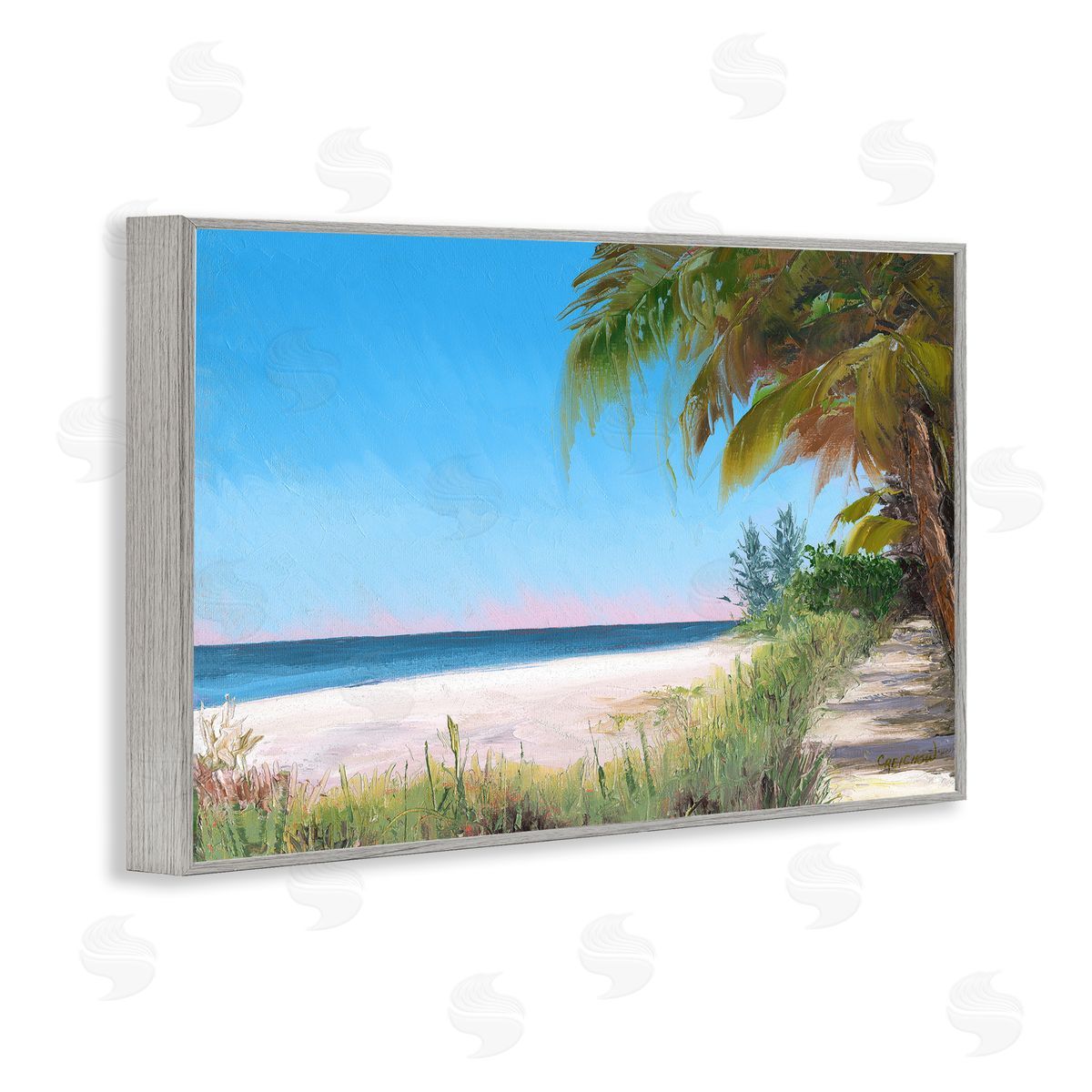 Christine Reichow Tropical Shady Path Gray Framed Giclee Wall Art Print