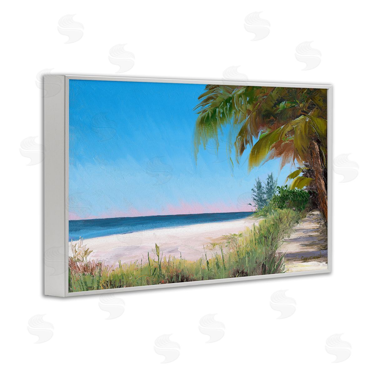 Christine Reichow Tropical Shady Path White Framed Giclee Wall Art Print