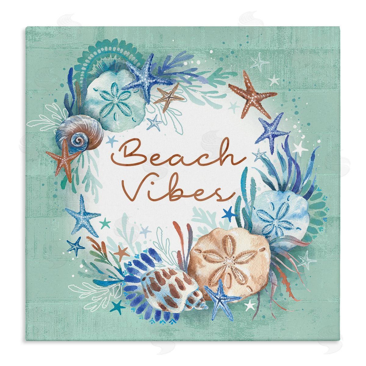 Beach Vibes and Seashells Canvas Wall Art, Home Decor by Courtney Morgenstern