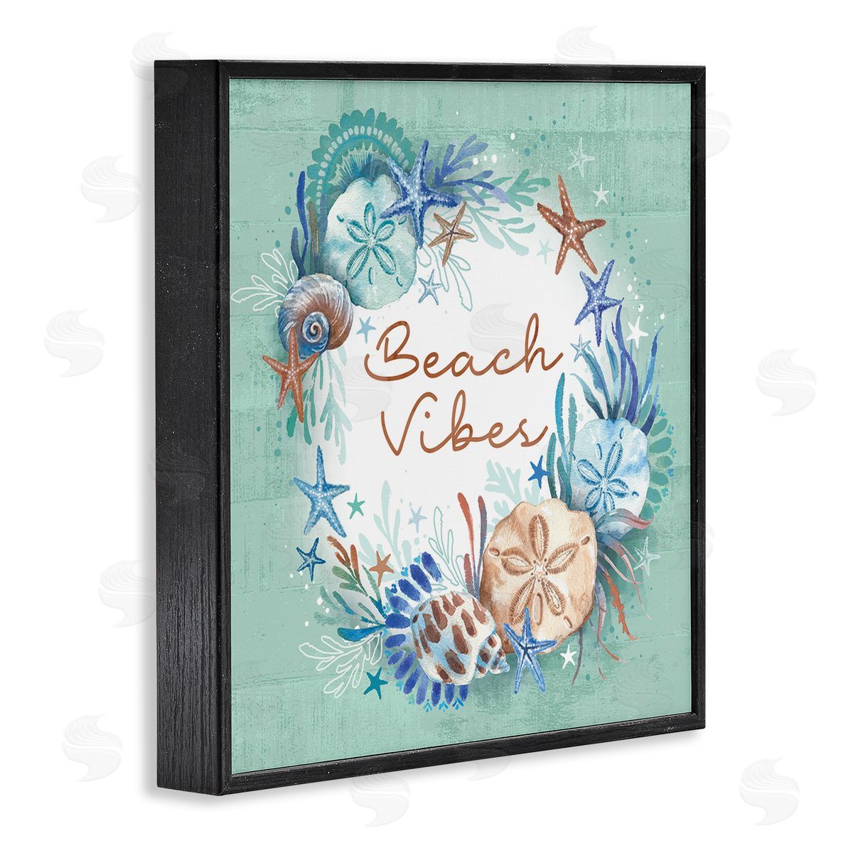 Beach Vibes and Seashells Black Frame Print Wall Art, Home Decor by Courtney Morgenstern
