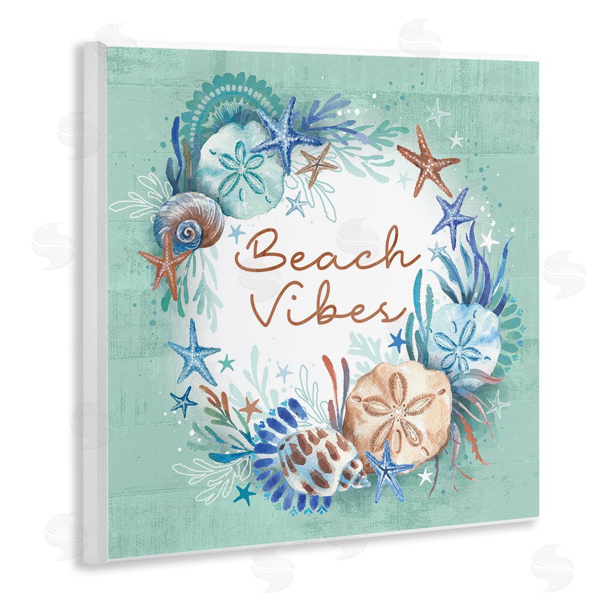Beach Vibes and Seashells Wood Plaque Wall Art, Home Decor by Courtney Morgenstern
