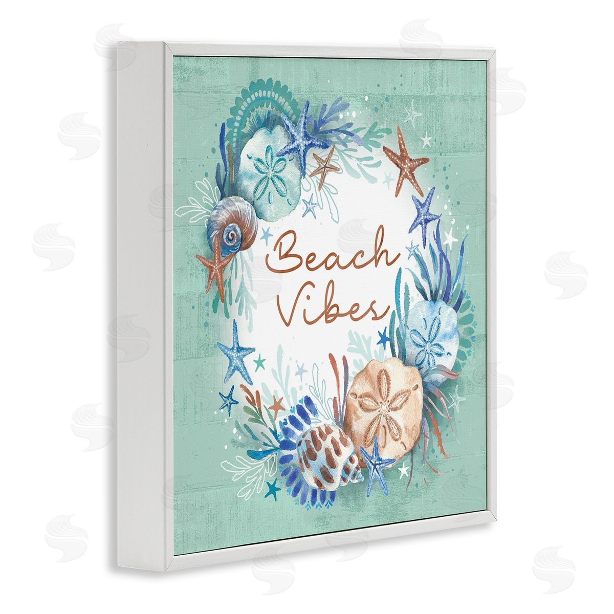 Beach Vibes and Seashells White Frame Print Wall Art, Home Decor by Courtney Morgenstern