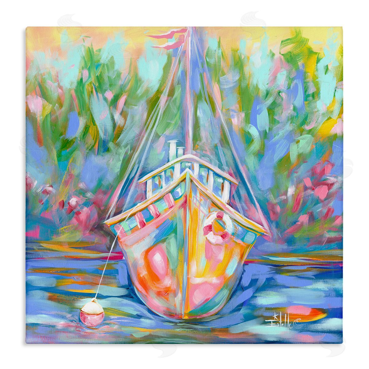 Boat In Waiting Canvas Wall Art, Home Decor by Estelle Grengs