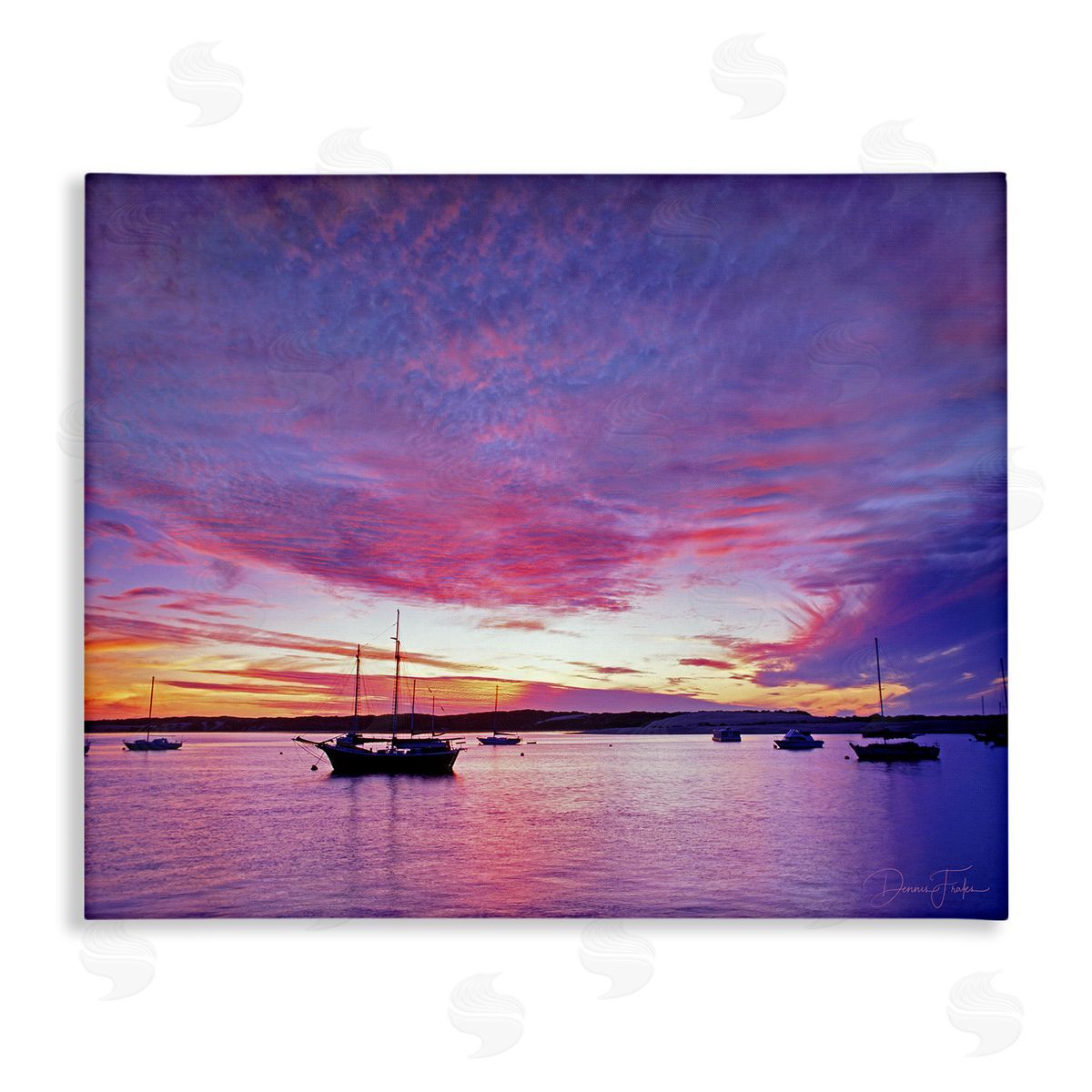 Dennis Frates Distant Boats at Sunset Canvas Wall Art Print
