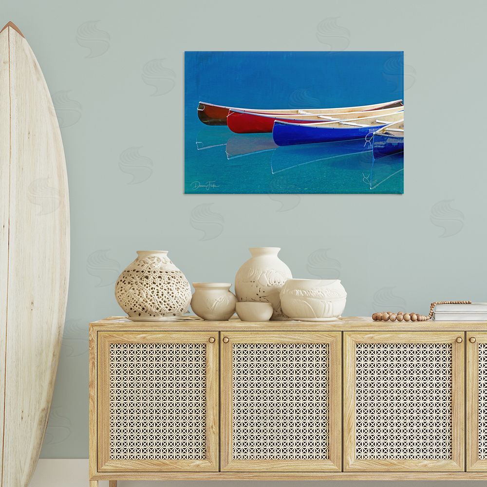 Dennis Frates Various Canoe Boats Canvas Wall Art Print in Room