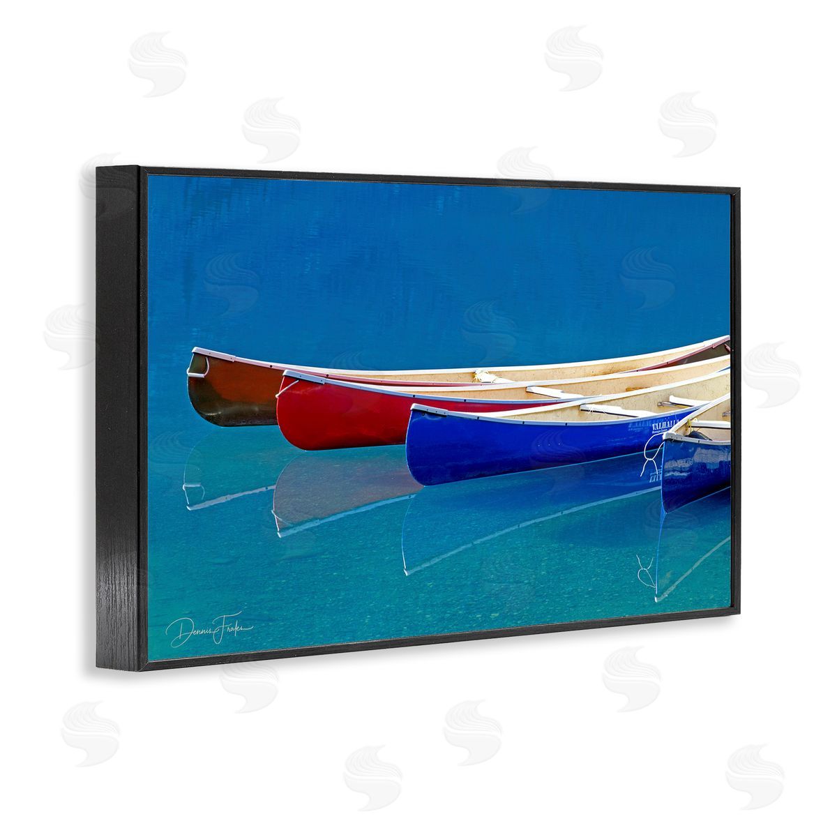 Dennis Frates Various Canoe Boats Black Framed Giclee Wall Art Print