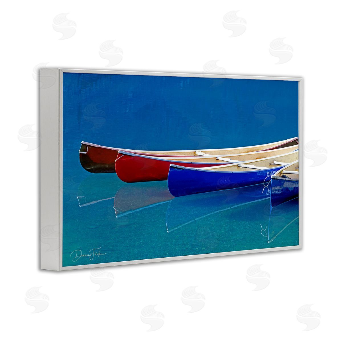 Dennis Frates Various Canoe Boats White Framed Giclee Wall Art Print