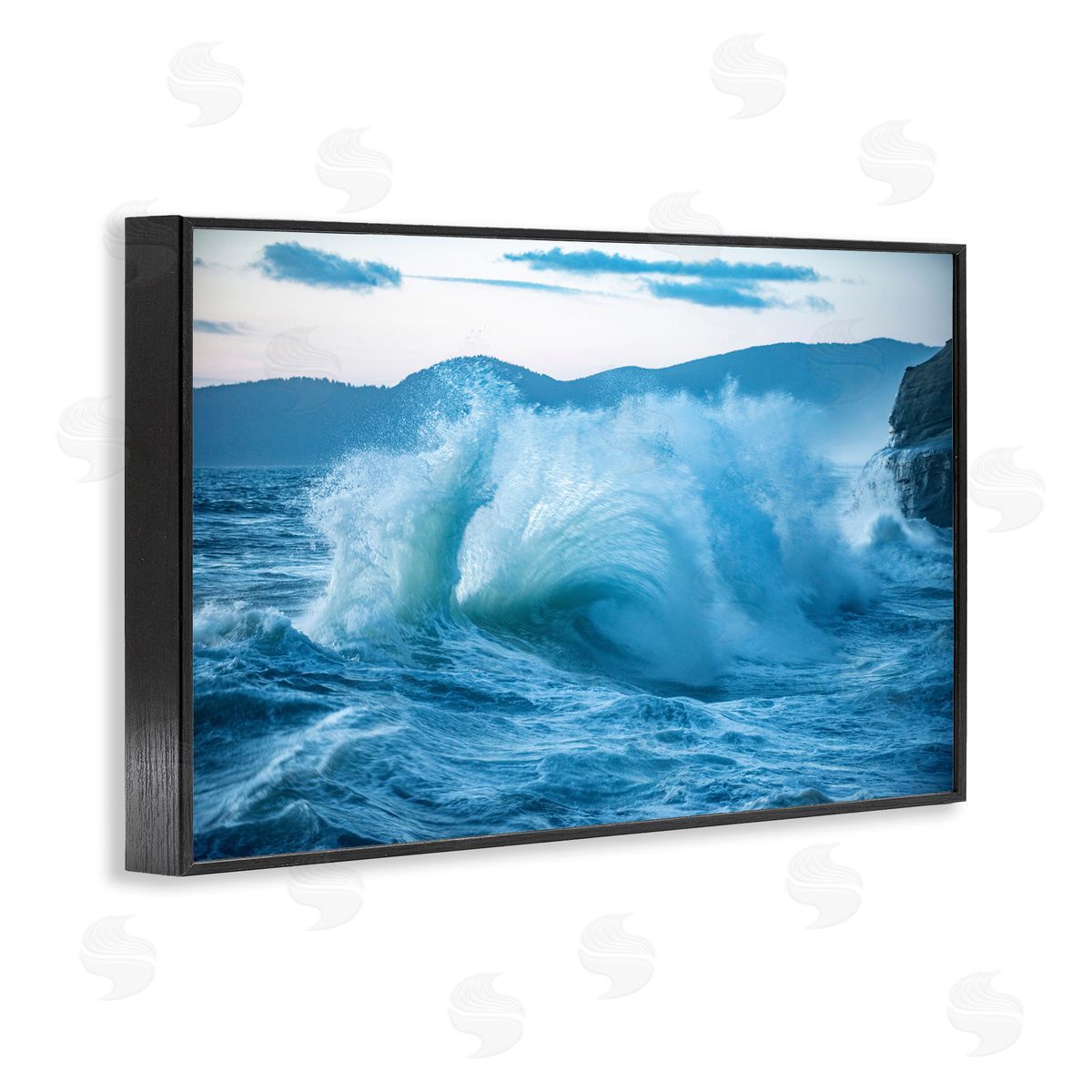 GS Photo Rolling Tsunami Wave Black Framed Giclee Wall Art Print