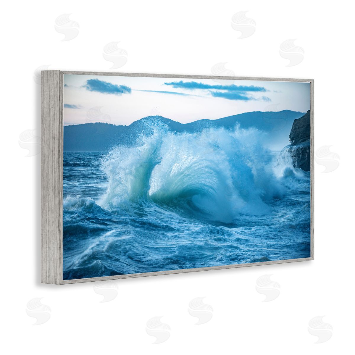 GS Photo Rolling Tsunami Wave Gray Framed Giclee Wall Art Print