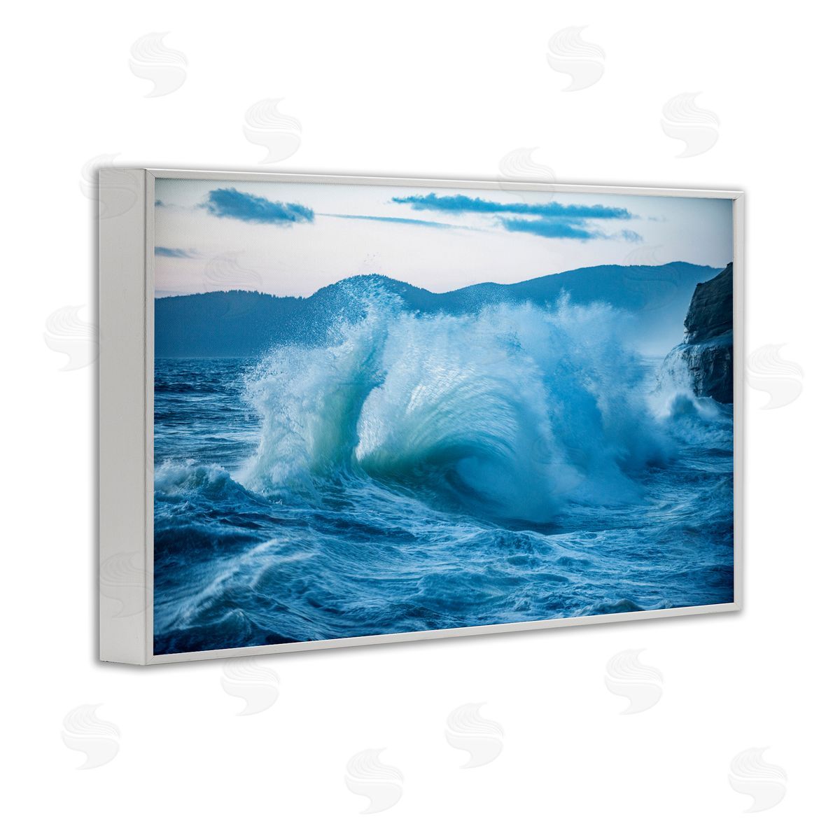 GS Photo Rolling Tsunami Wave White Framed Giclee Wall Art Print