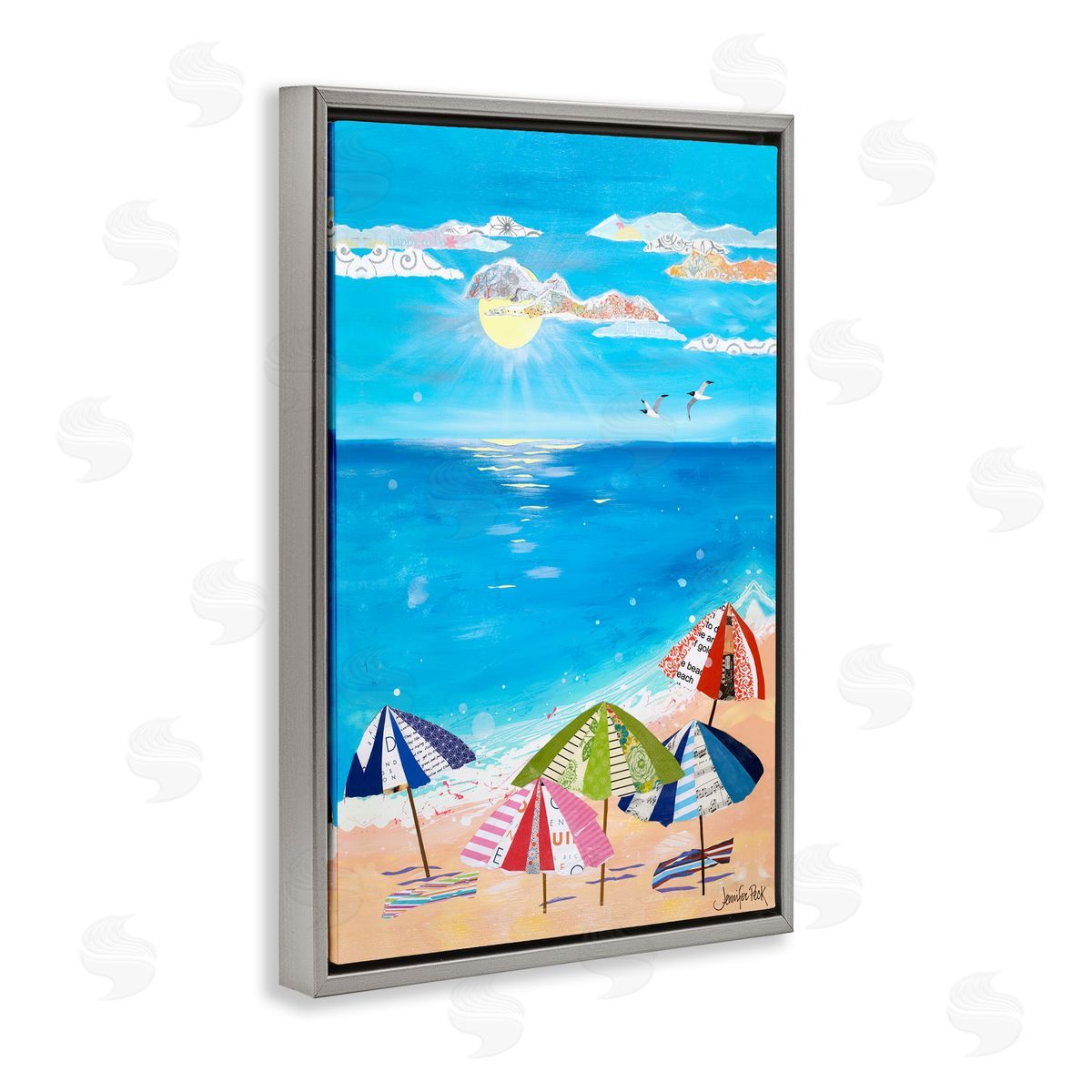 Good Day Sunshine Grey Floating Frame Canvas Wall Art, Home Decor by Jennifer Peck