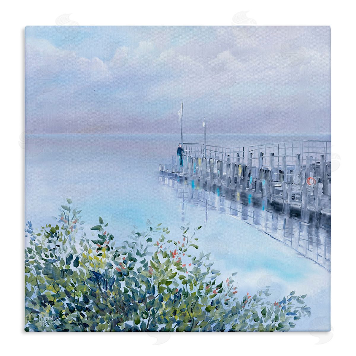 Foggy Harbor Dock Canvas Wall Art, Home Decor by Meredith Howse