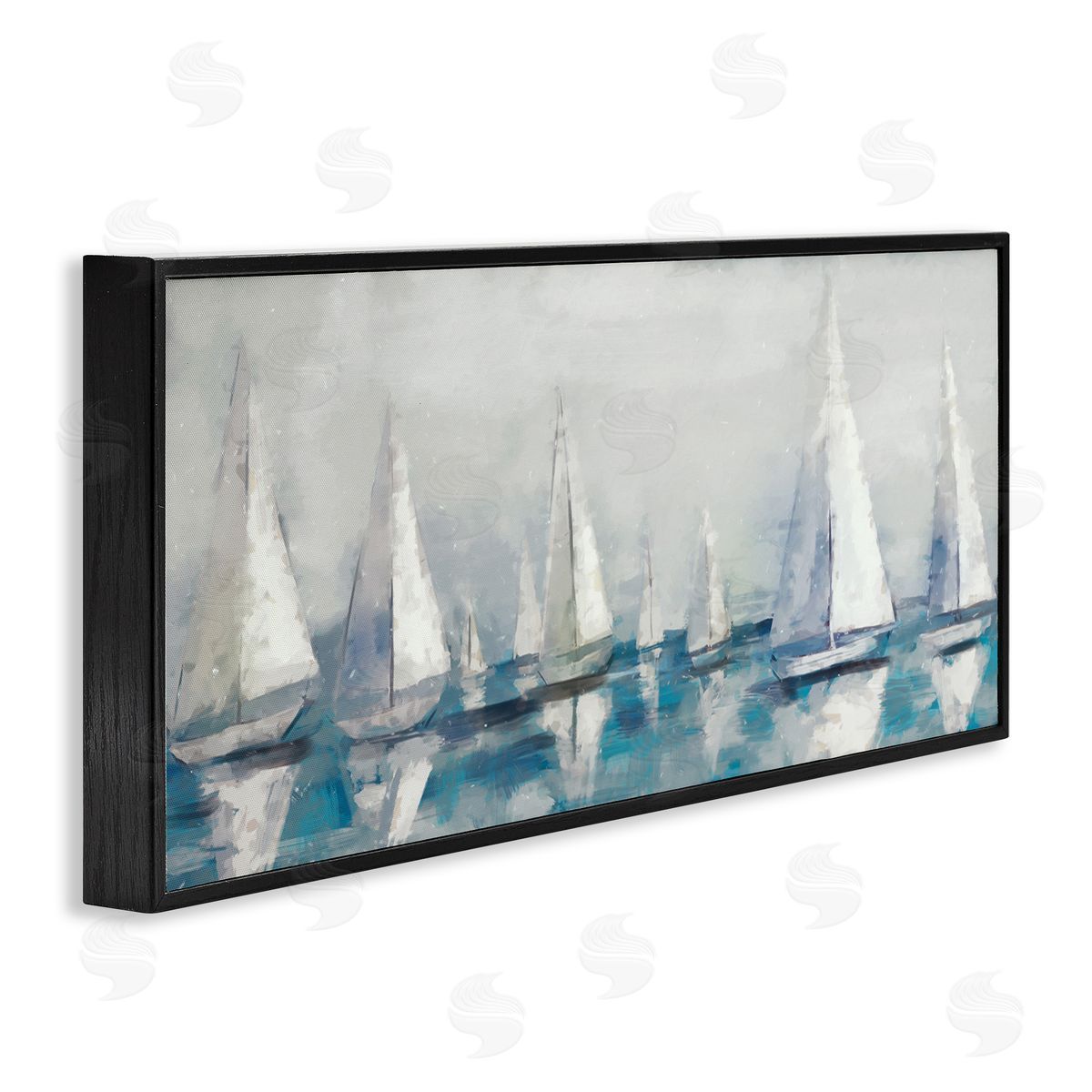 Sailing Fleet Boats Black Frame Print Wall Art, Home Decor by Ziwei Li