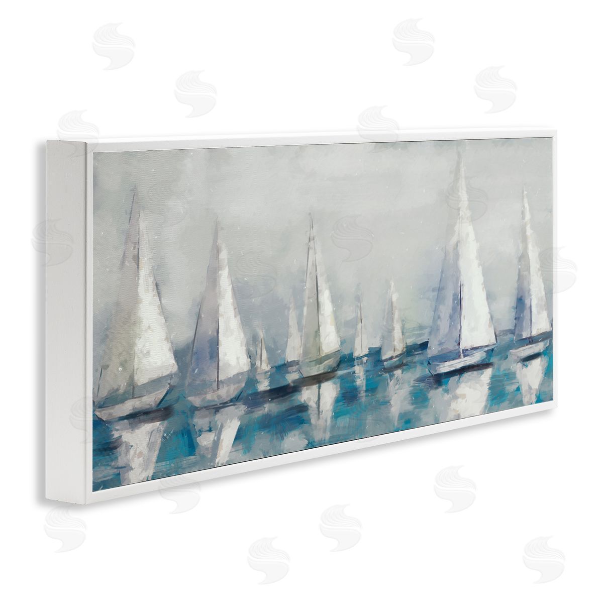 Sailing Fleet Boats White Frame Print Wall Art, Home Decor by Ziwei Li