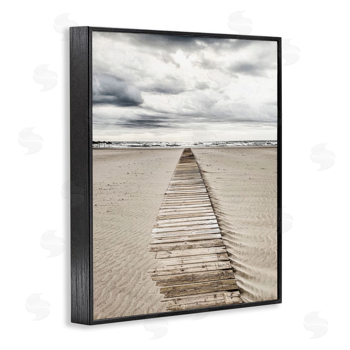 Sand Covered Boardwalk Black Frame Print Wall Art, Home Decor by Incado