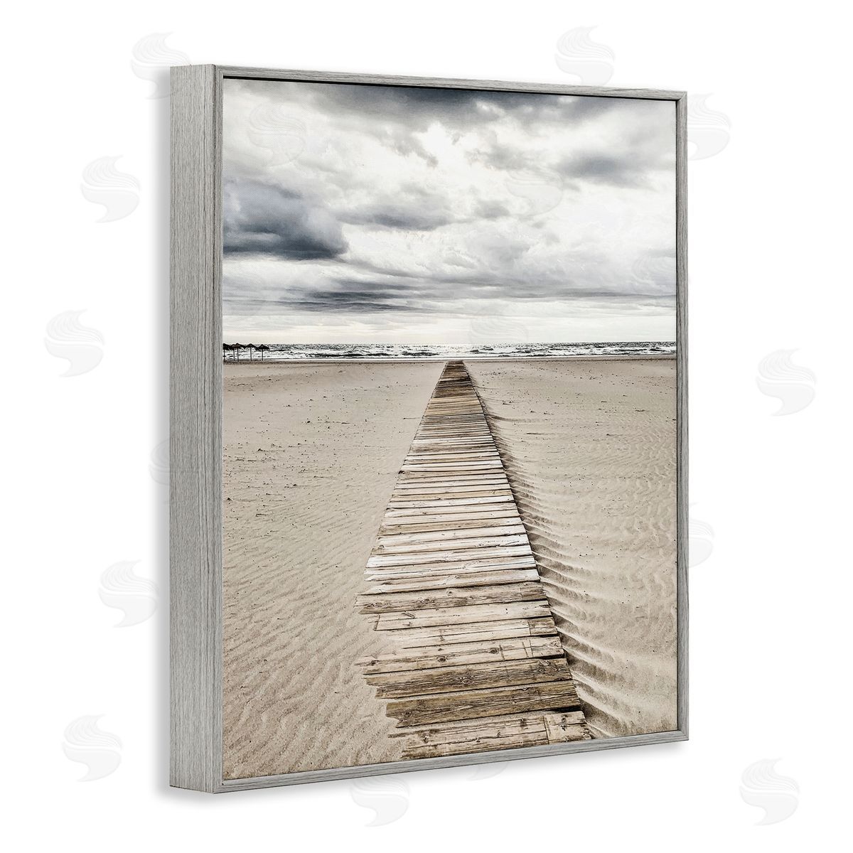 Sand Covered Boardwalk Grey Frame Print Wall Art, Home Decor by Incado