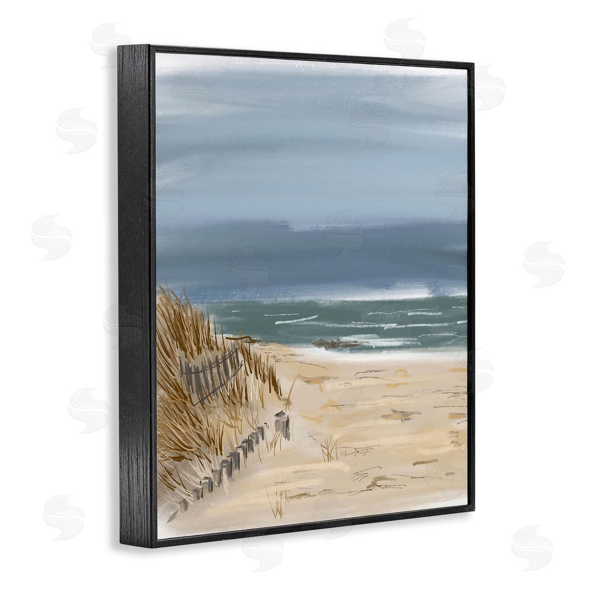 Serene Beach Fence Black Frame Print Wall Art, Home Decor by Jan Weiss