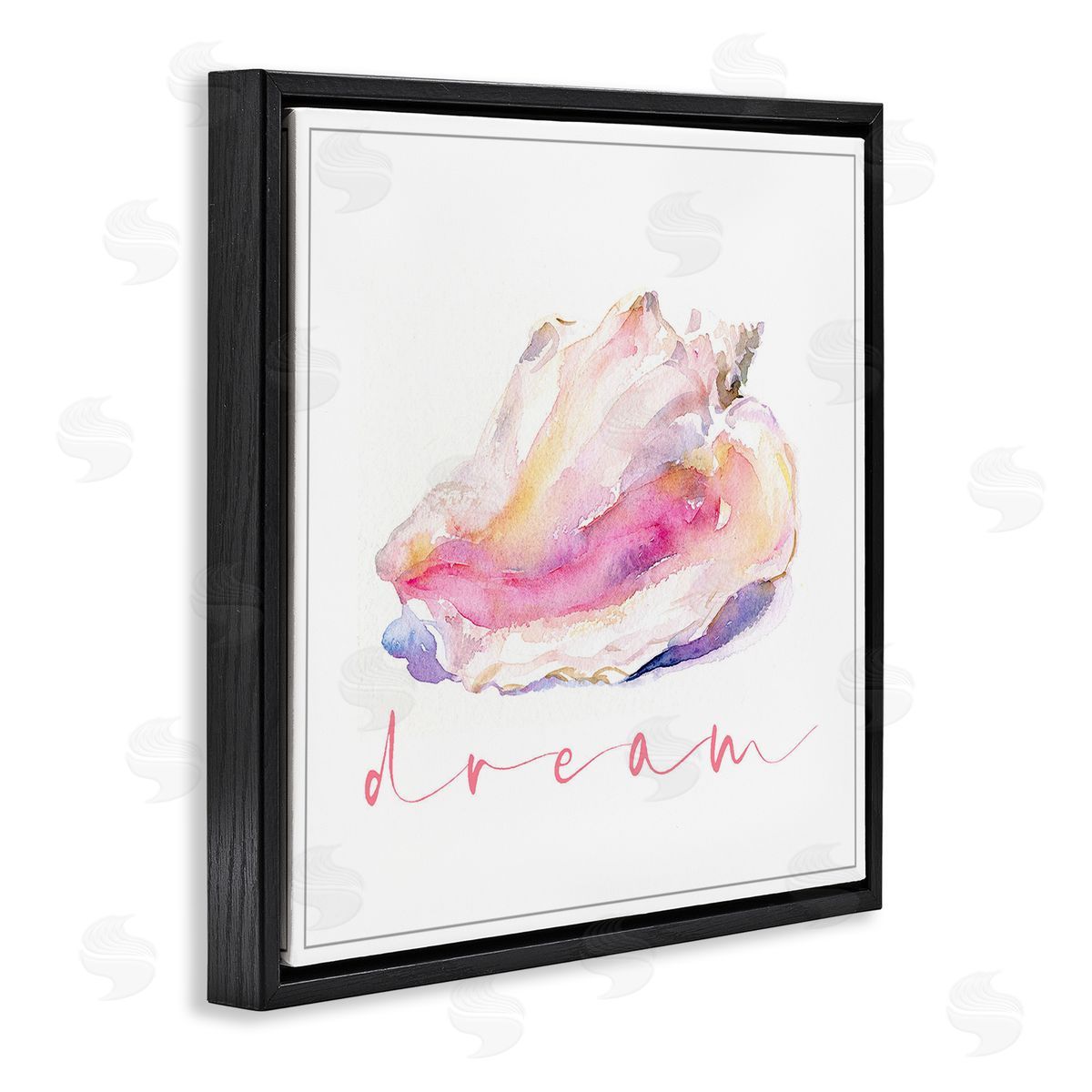 John Keeling Conch Dream Phrase Black Floating Frame Canvas Wall Art Print