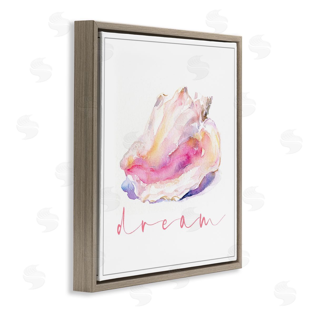 John Keeling Conch Dream Phrase Brown Floating Frame Canvas Wall Art Print