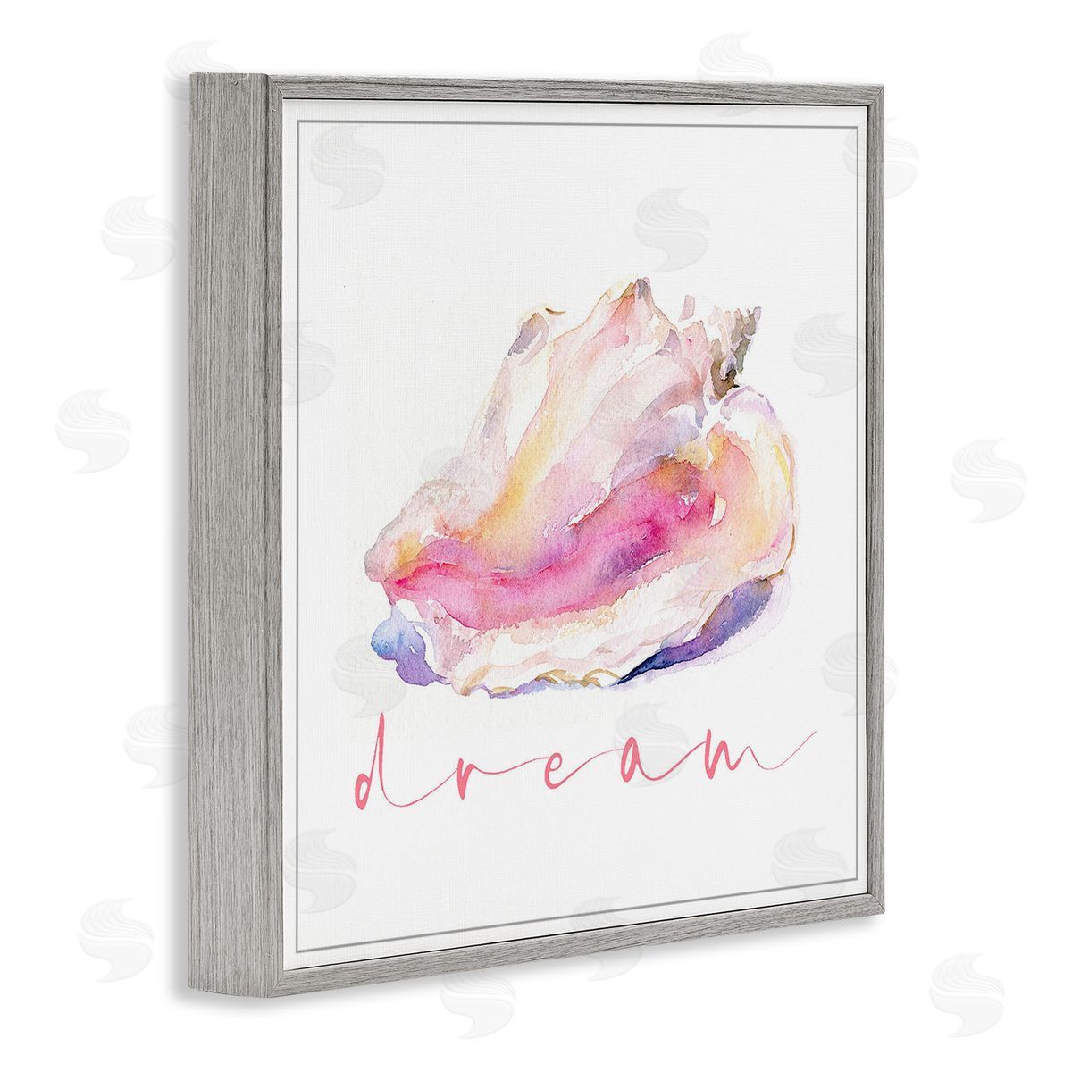 John Keeling Conch Dream Phrase Gray Framed Giclee Wall Art Print