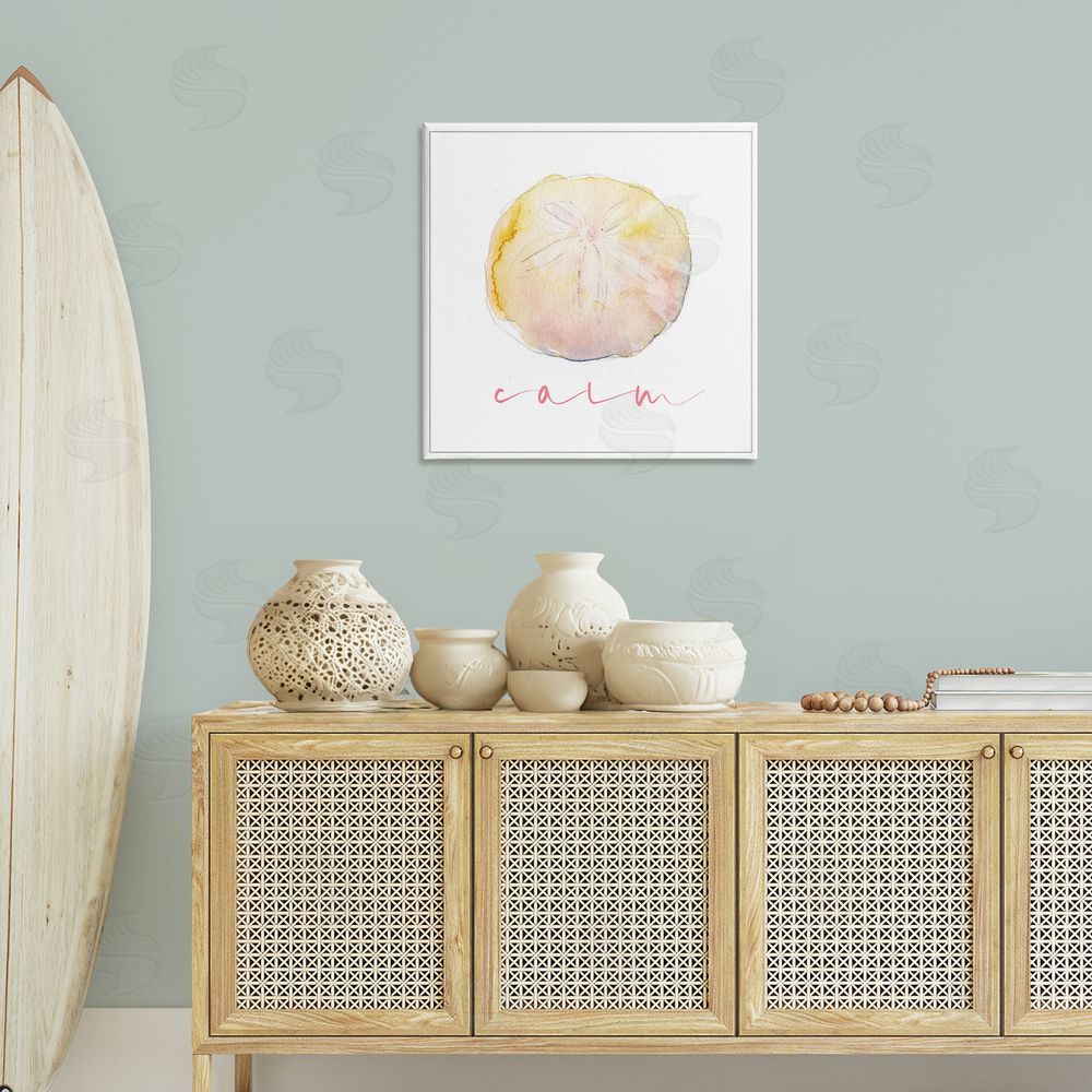 John Keeling Sand Dollar Calm Phrase Canvas Wall Art Print in Room