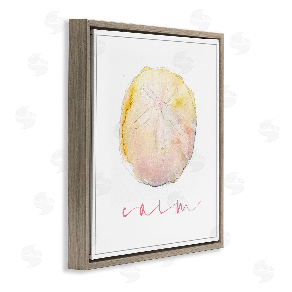 John Keeling Sand Dollar Calm Phrase Brown Floating Frame Canvas Wall Art Print