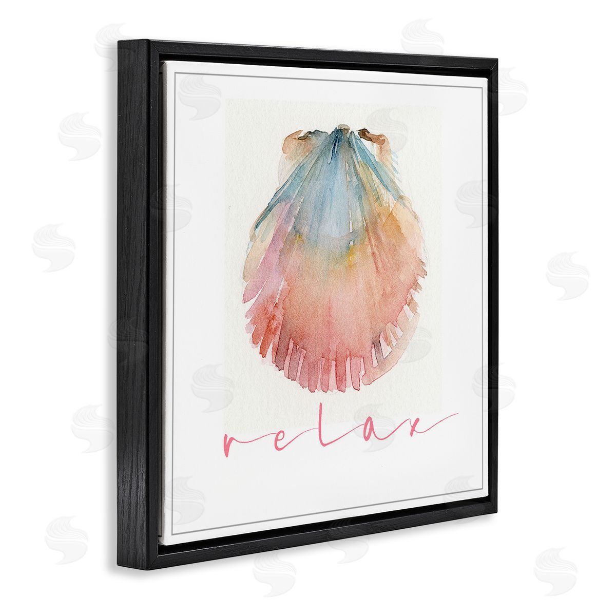 John Keeling Scallop Shell Relax Black Floating Frame Canvas Wall Art Print