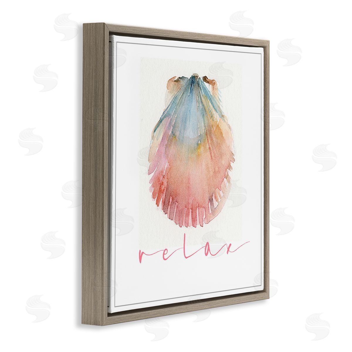 John Keeling Scallop Shell Relax Brown Floating Frame Canvas Wall Art Print
