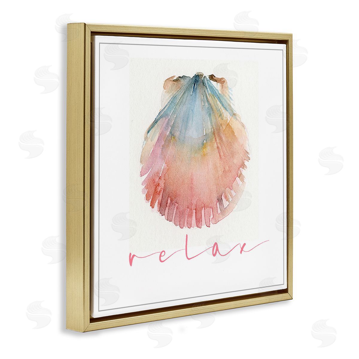 John Keeling Scallop Shell Relax Gold Floating Frame Canvas Wall Art Print