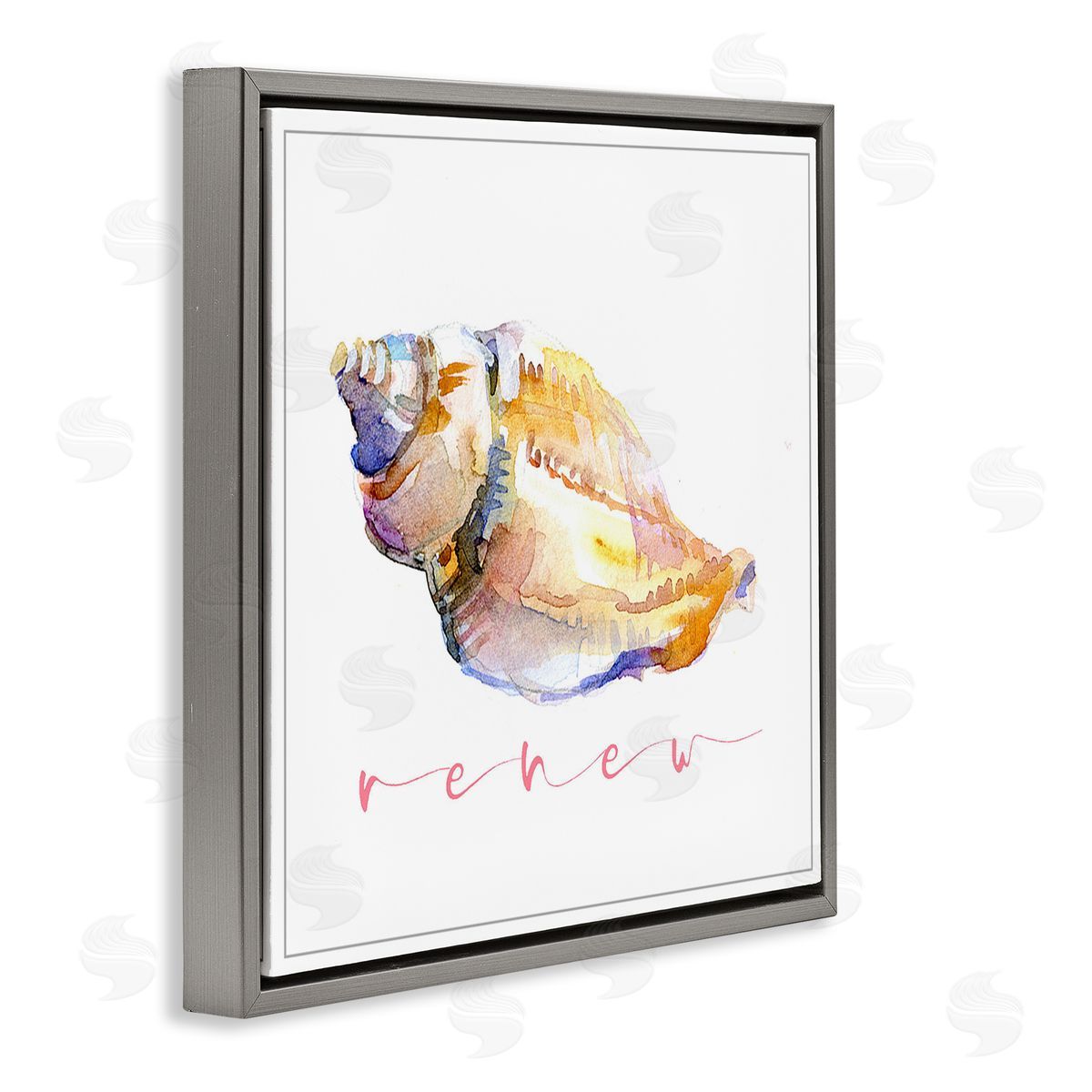 John Keeling Conch Shell Renew Gray Floating Frame Canvas Wall Art Print