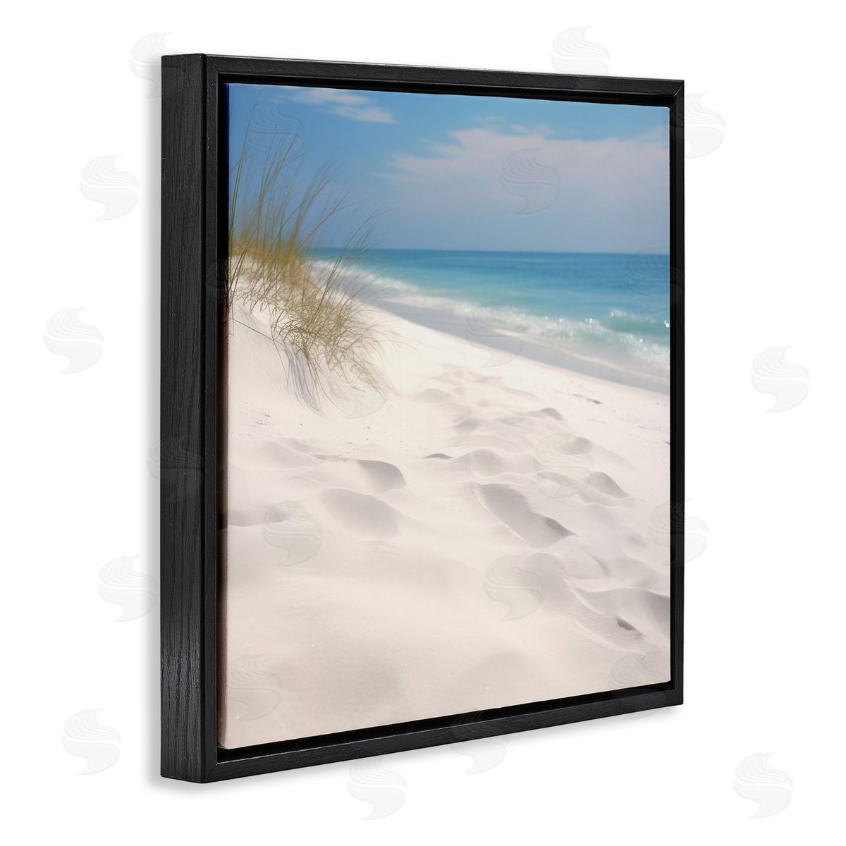 Seabreeze Sandy Footprints Black Floating Frame Canvas Wall Art, Home Decor by Lazar Studio