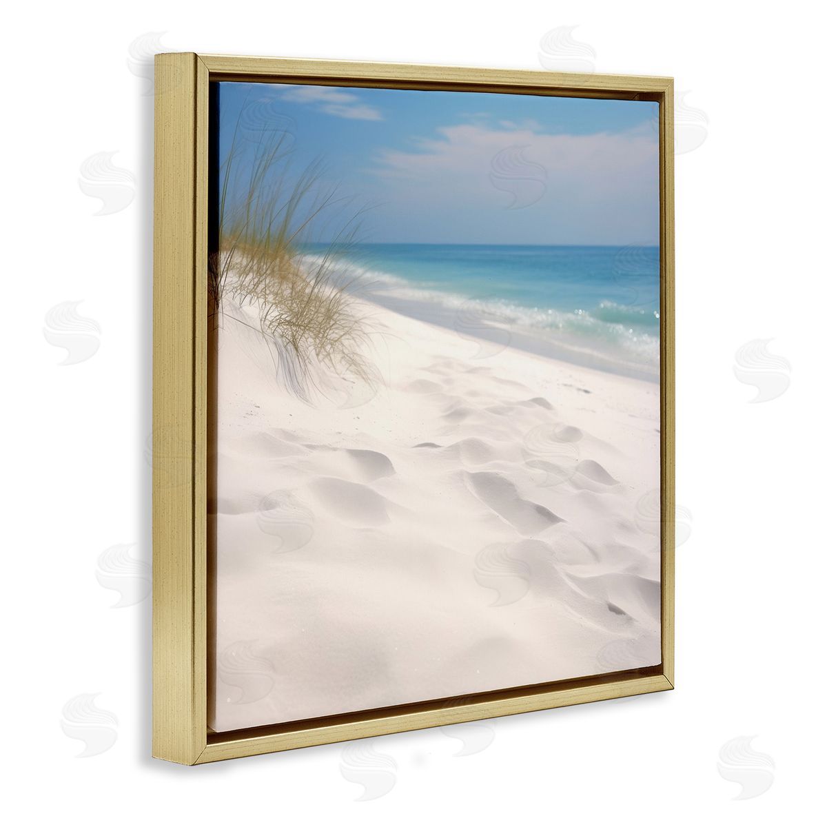 Seabreeze Sandy Footprints Gold Floating Frame Canvas Wall Art, Home Decor by Lazar Studio
