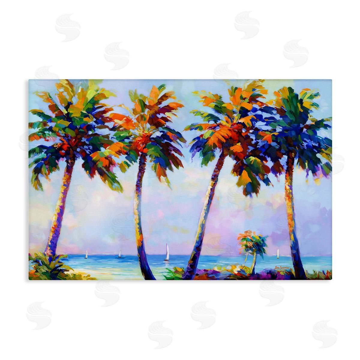 Palm Trees in Sun Warmth Canvas Wall Art, Home Decor by Leon Devenice