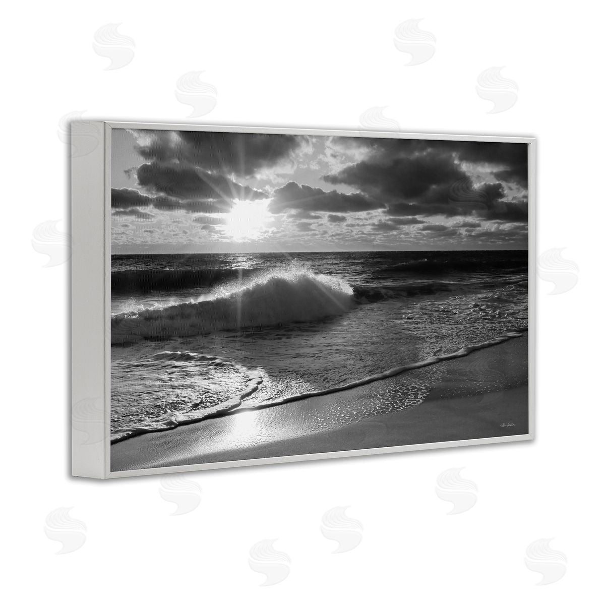 Sunset Crashing Wave White Frame Print Wall Art, Home Decor by Lori Deiter