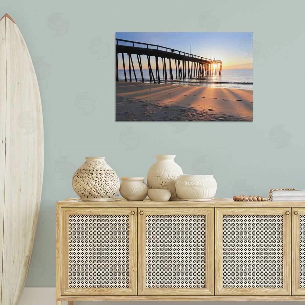 Lori Deiter Tall Sunlit Dock Canvas Wall Art Print in Room