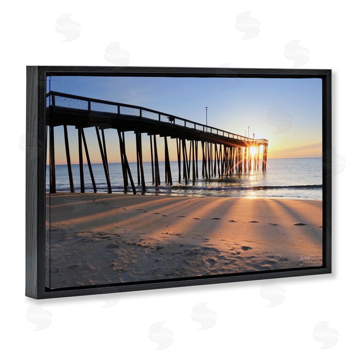 Lori Deiter Tall Sunlit Dock Black Floating Frame Canvas Wall Art Print