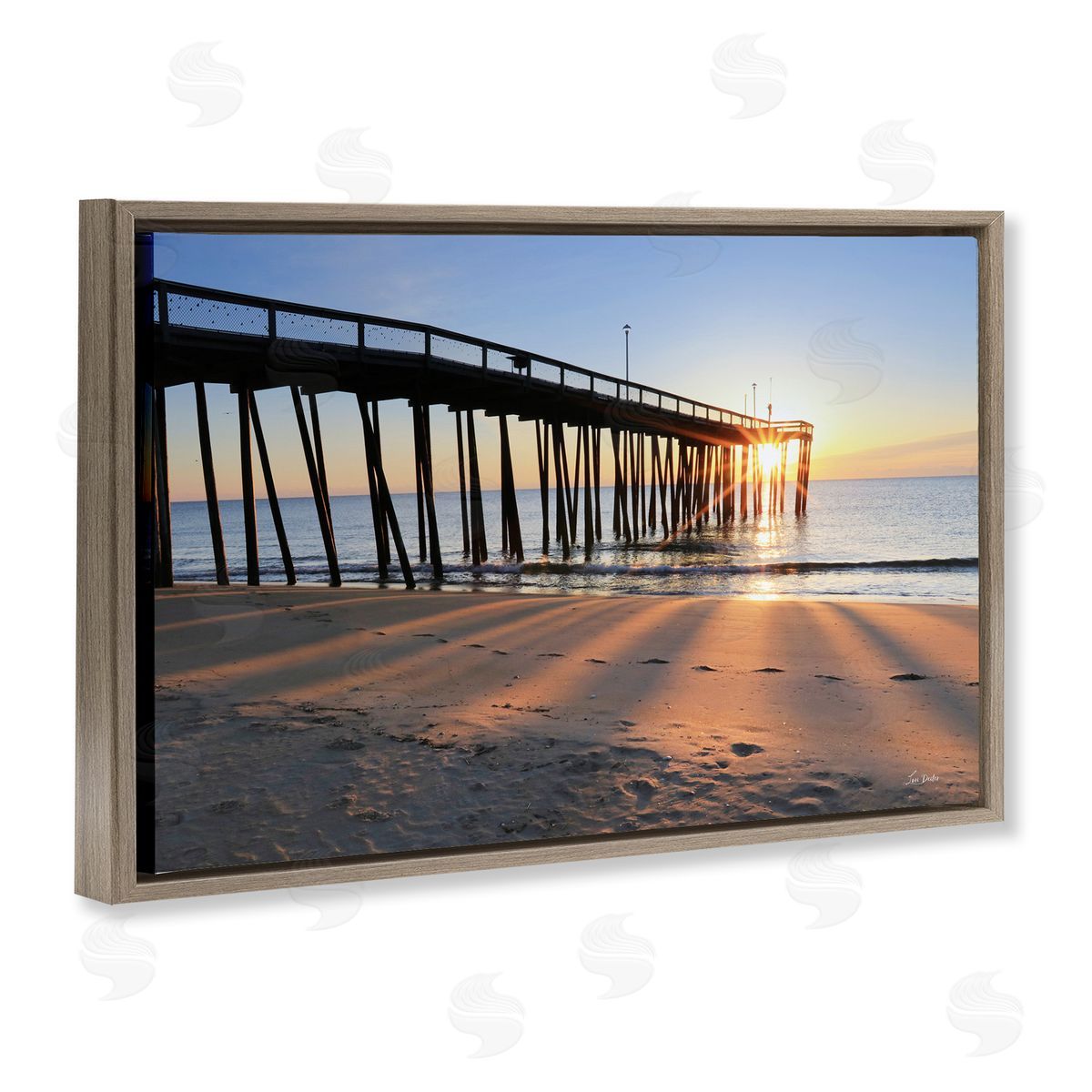 Lori Deiter Tall Sunlit Dock Brown Floating Frame Canvas Wall Art Print