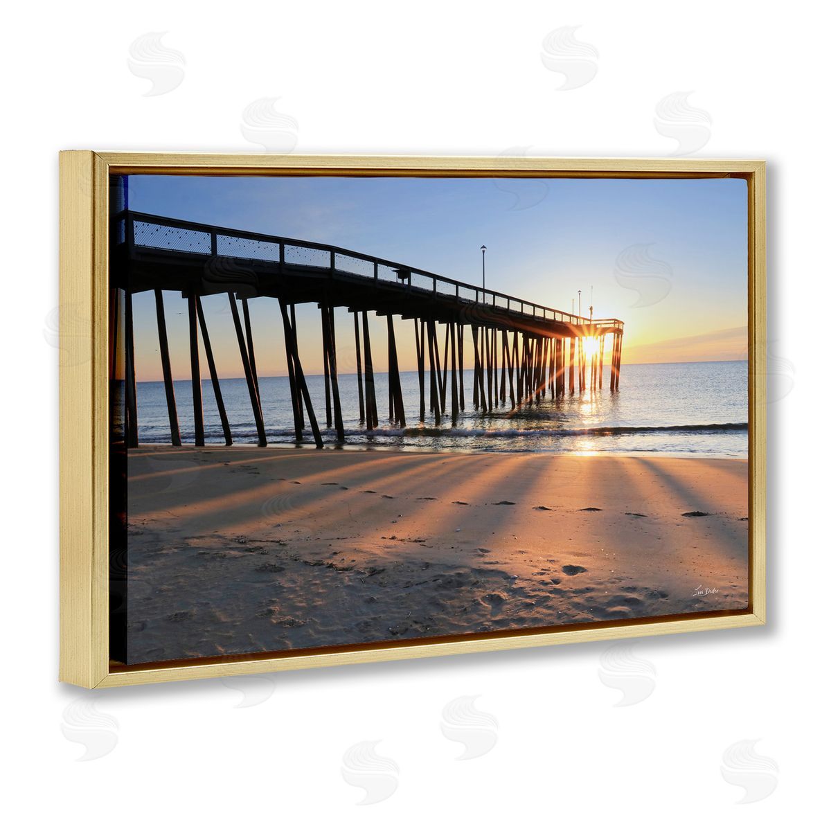 Lori Deiter Tall Sunlit Dock Gold Floating Frame Canvas Wall Art Print