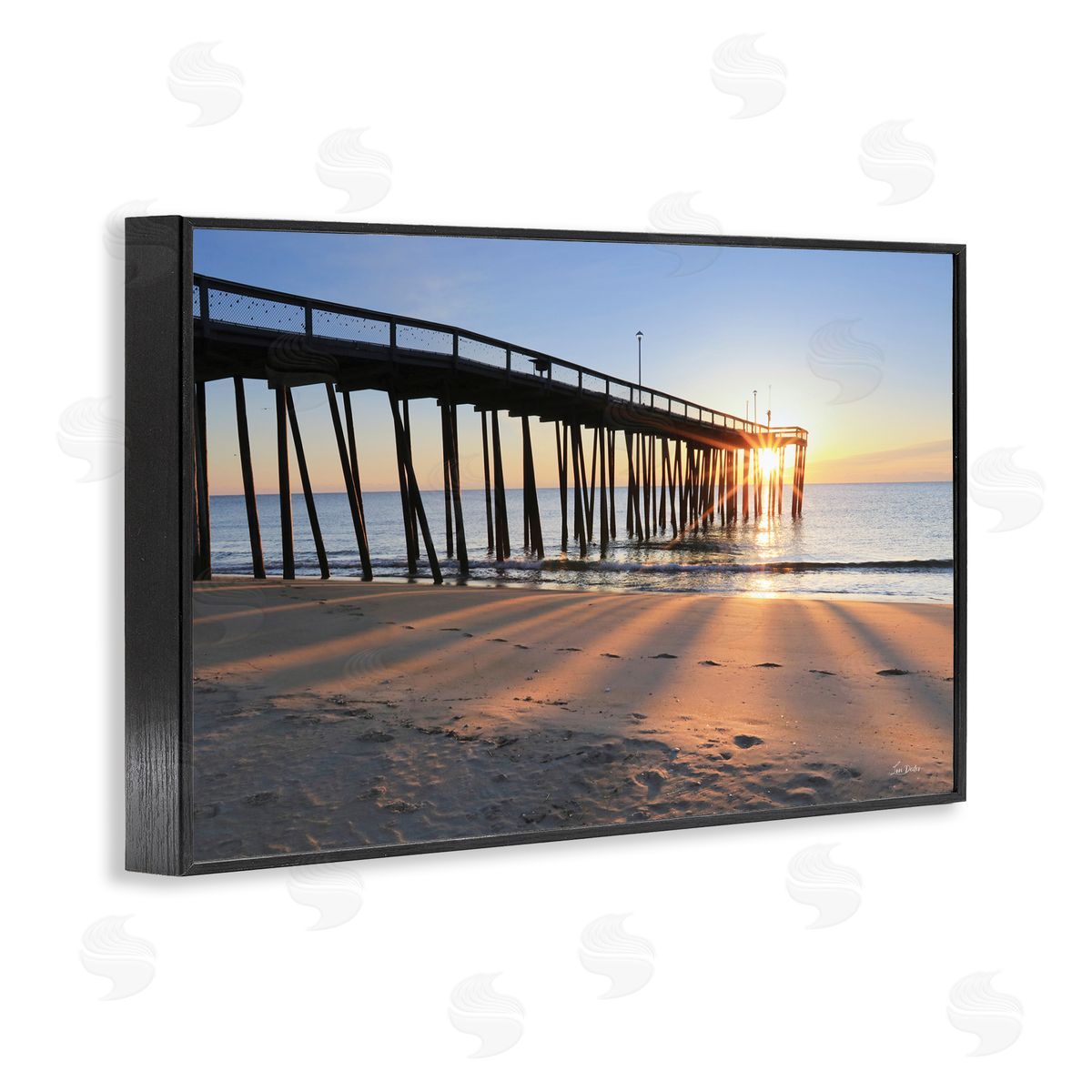 Lori Deiter Tall Sunlit Dock Black Framed Giclee Wall Art Print