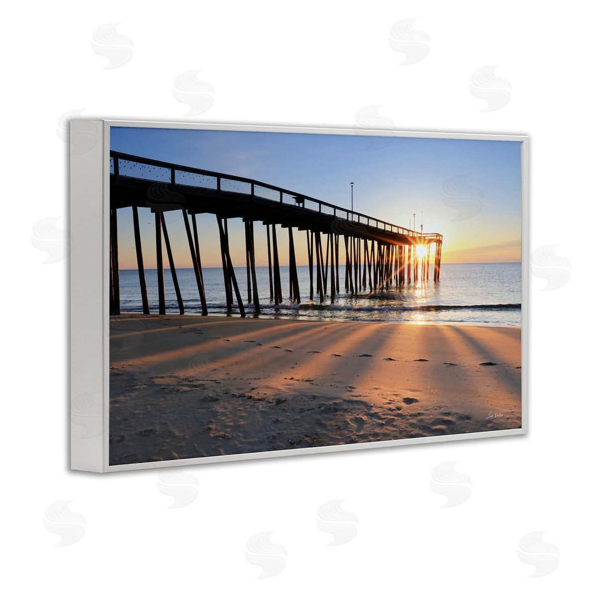 Lori Deiter Tall Sunlit Dock White Framed Giclee Wall Art Print