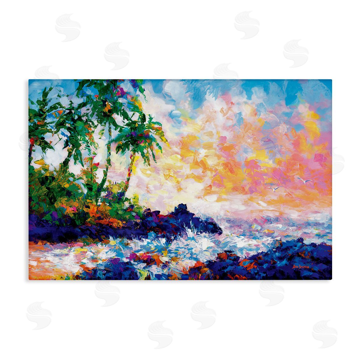 Waves on Tropical Beach Canvas Wall Art, Home Decor by Leon Devenice