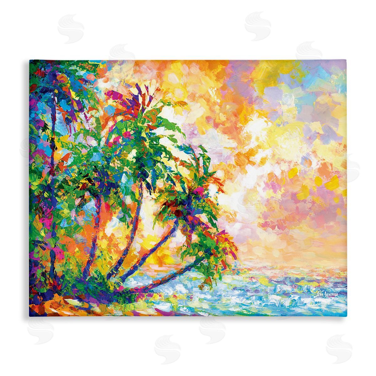 Full Beach Palms Canvas Wall Art, Home Decor by Leon Devenice