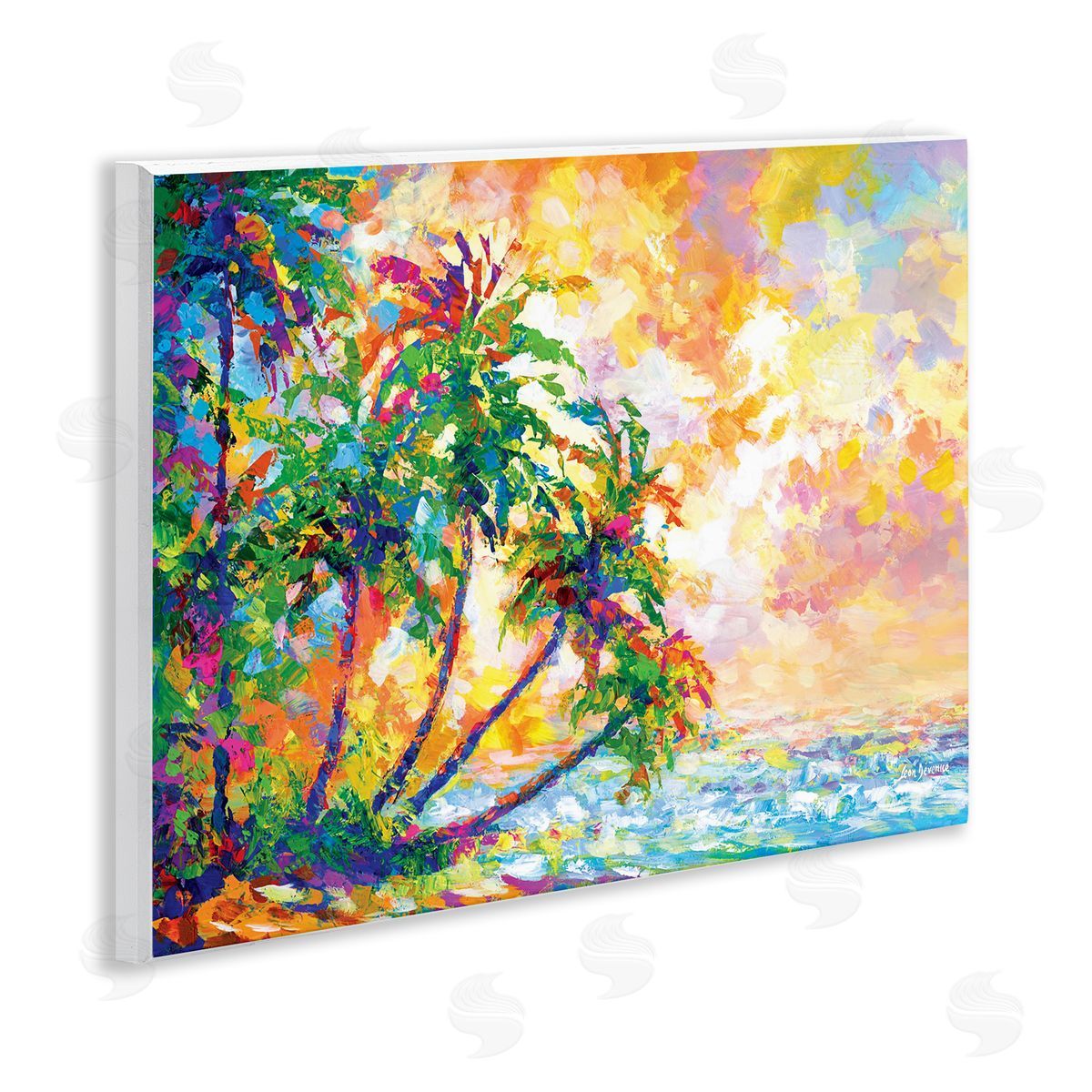 Full Beach Palms Wood Plaque Wall Art, Home Decor by Leon Devenice
