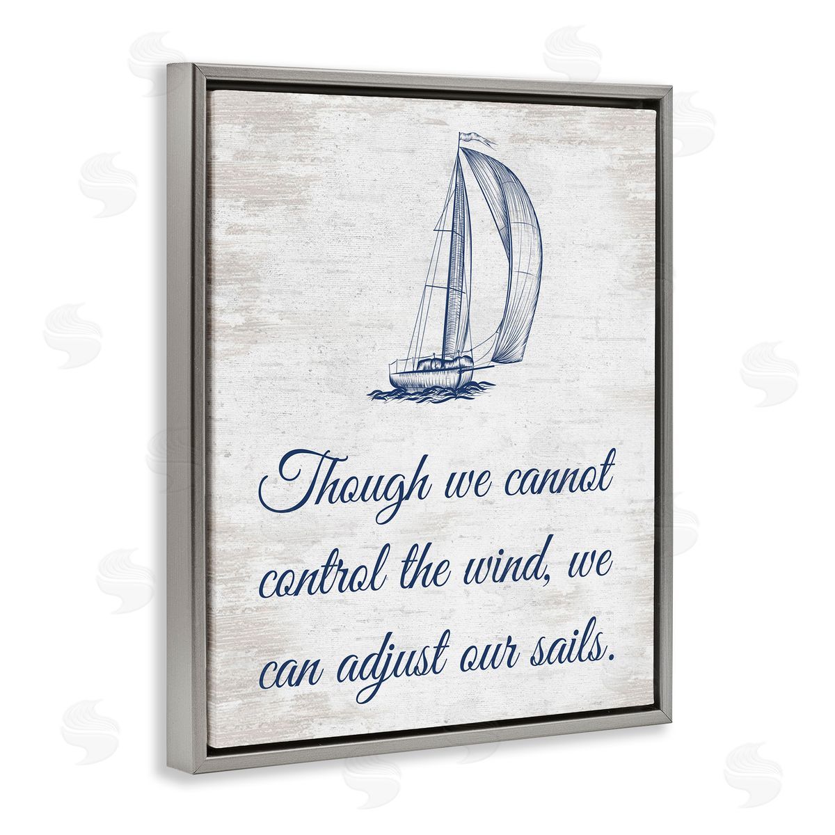 Adjust Our Sails Grey Floating Frame Canvas Wall Art, Home Decor by Lettered and Lined