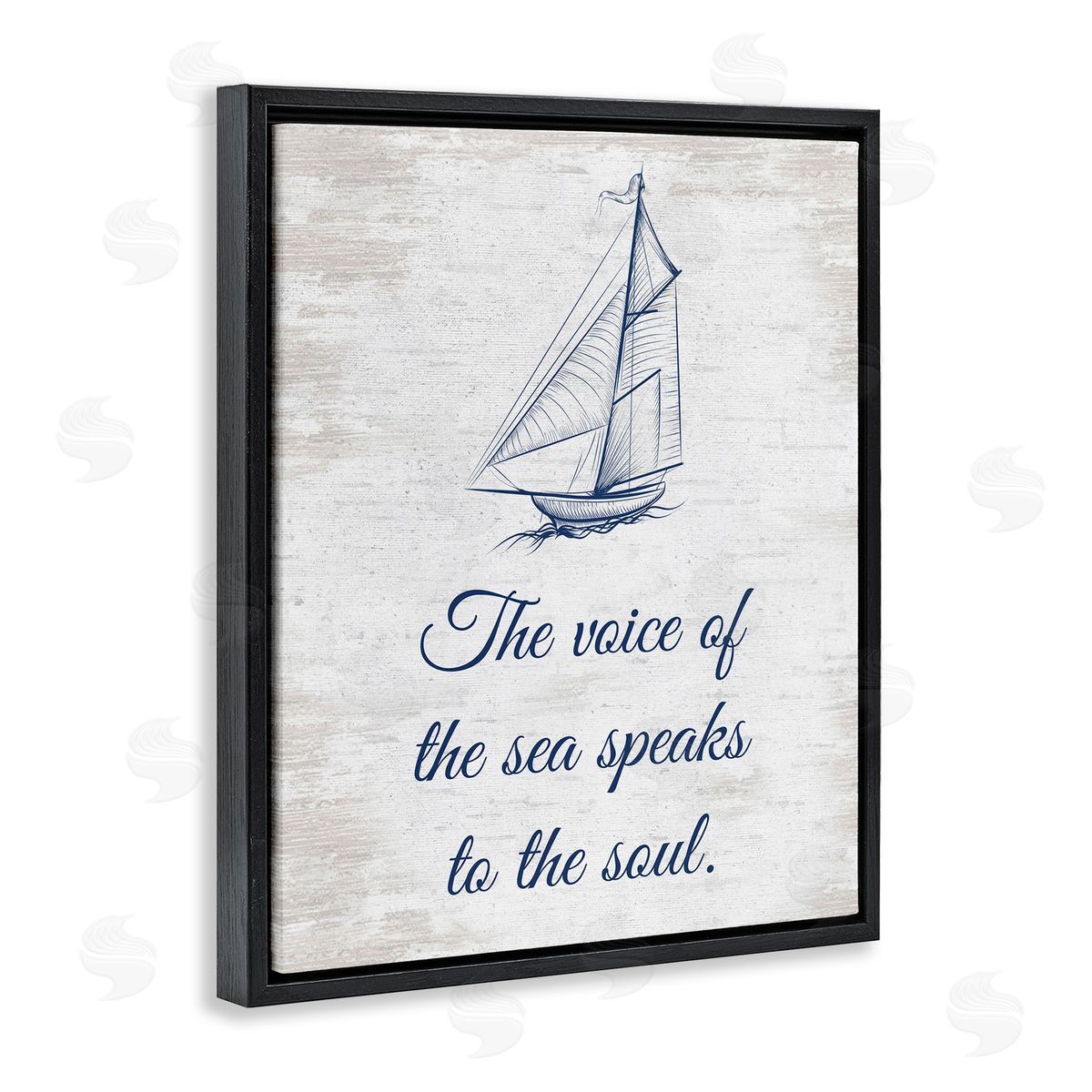 Voice Of The Sea Black Floating Frame Canvas Wall Art, Home Decor by Lettered and Lined
