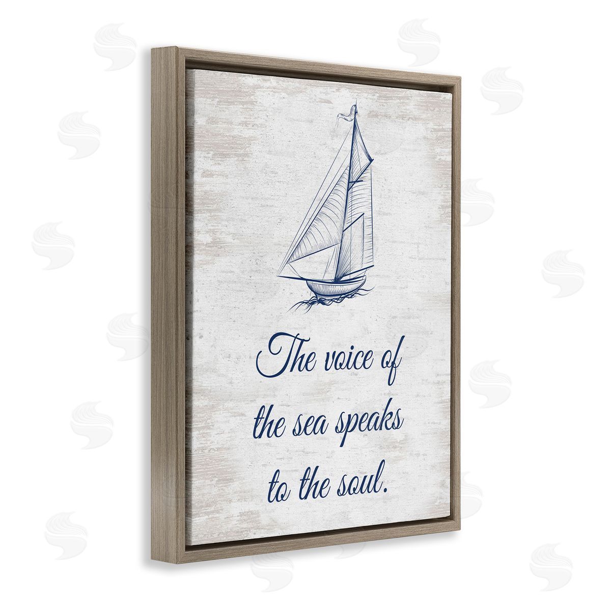 Voice Of The Sea Brown Floating Frame Canvas Wall Art, Home Decor by Lettered and Lined