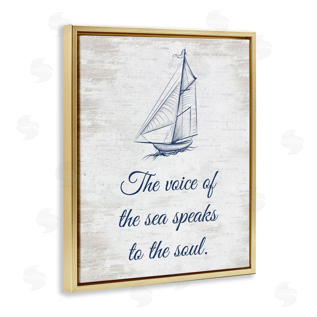 Voice Of The Sea Gold Floating Frame Canvas Wall Art, Home Decor by Lettered and Lined
